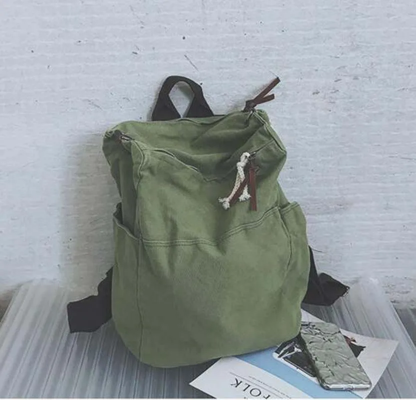 Korean Retro Style Women Large Capacity Outdoor Travel Backpack Casual Double Shoulder Bags Female Solid School Bag Ladies Totes 2