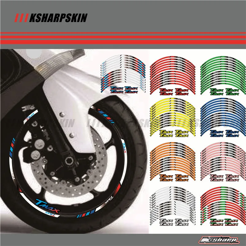 

12 X Thick Edge Outer Rim Sticker Stripe Wheel Decals FIT YAMAHA TMAX530 TMAX500 TMAX 500 530 15''