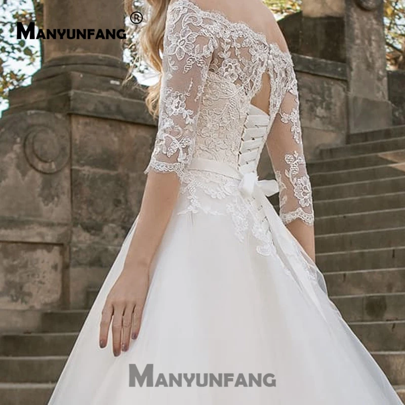Новая модель средства ухода за кожей шеи Vestido De Noiva, короткое платье с открытыми плечами, свадебное платье, свадебные, с рукавами до локтя платья пояс с кристаллами свадебное платье