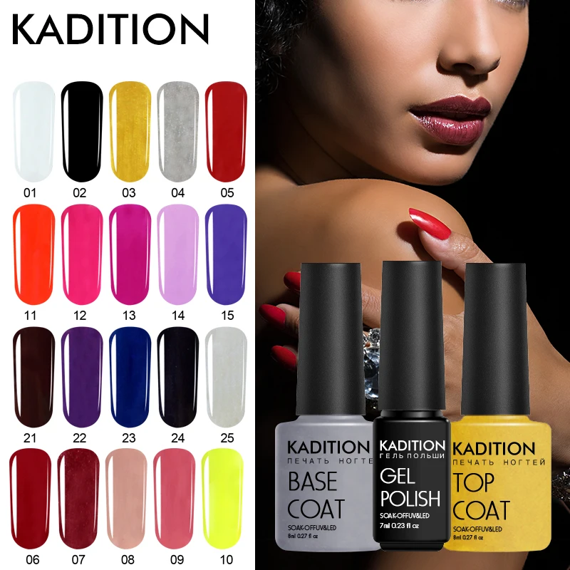 

KADITION Perfect 29 Lucky Colors Neon Gel Varnishes Polish UV LED Need Base Top Coat Gel Nail Polish for Long Lasting Nail Art