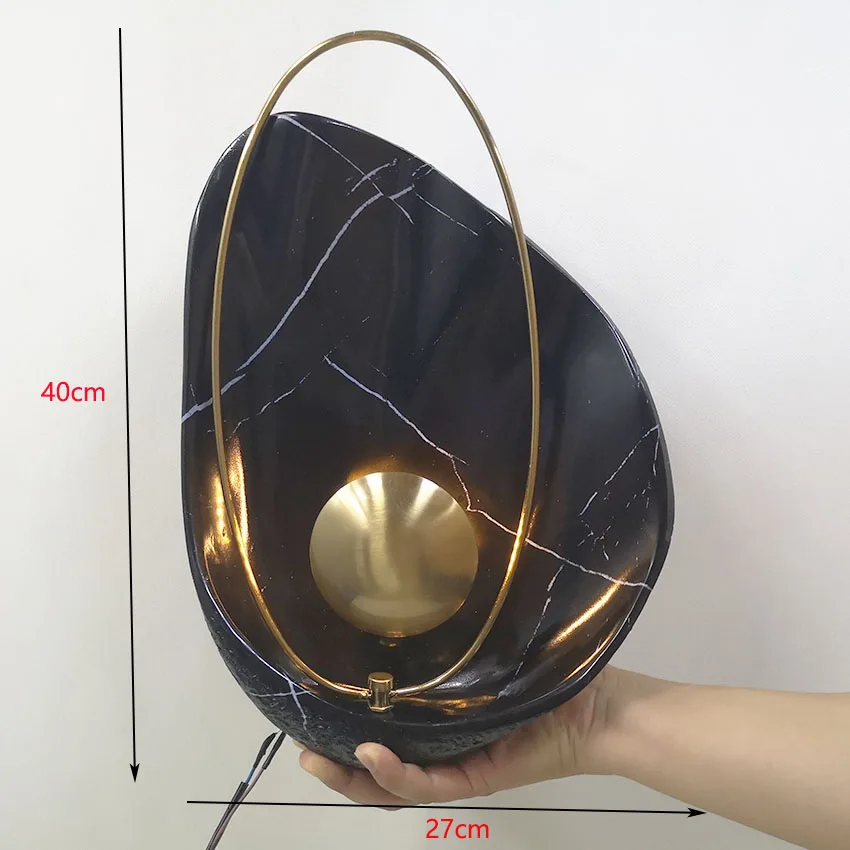 Современный светодиодный настенный светильник в минималистическом стиле в форме раковины из смолы и меди, креативный домашний прикроватный светильник для спальни, настенный светильник для лестничной лестницы