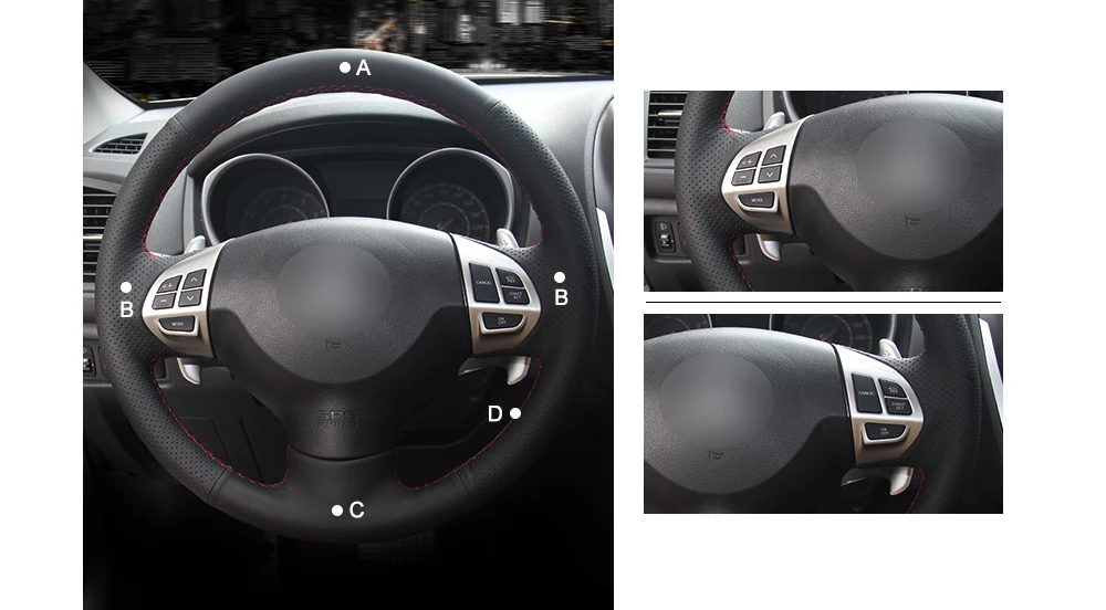 MEWANT черный красный кожаный чехол на руль для Mitsubishi Lancer X 10 2007- Outlander 2006-2013 ASX 2010-2013 Colt 2008