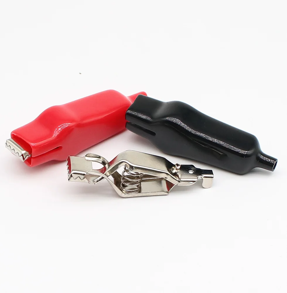 2Pcs 20A 65mm full sheath crocodile clamp flat mouth test clamp full package electronic experiment spring alligator clips electric test clamp test clip electrical clamp