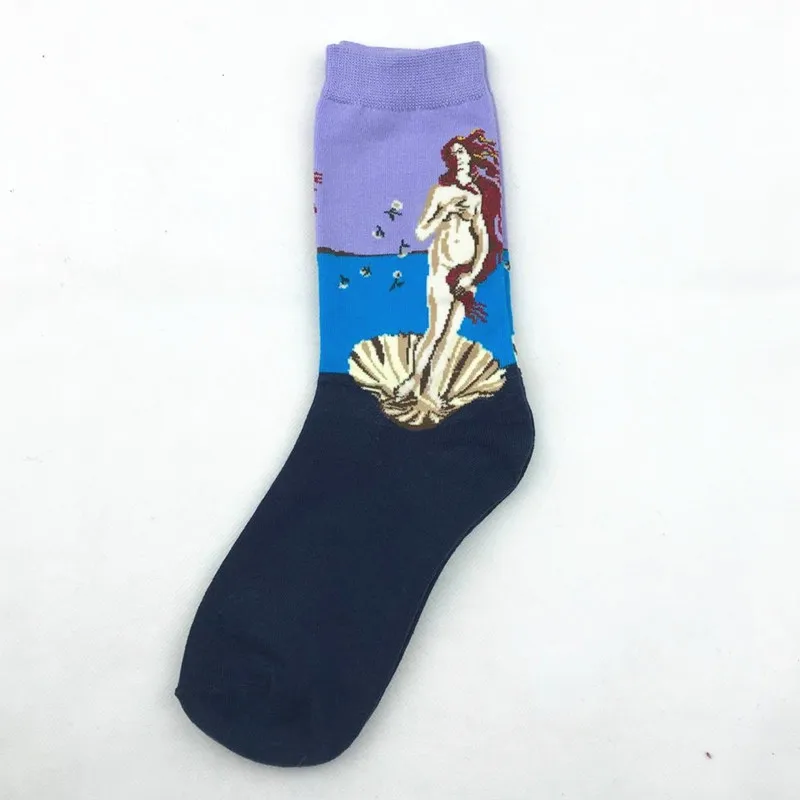 Хлопковые мужские носки, знаменитые Носки с рисунком Мона Лиза, масляные носки, женские носки