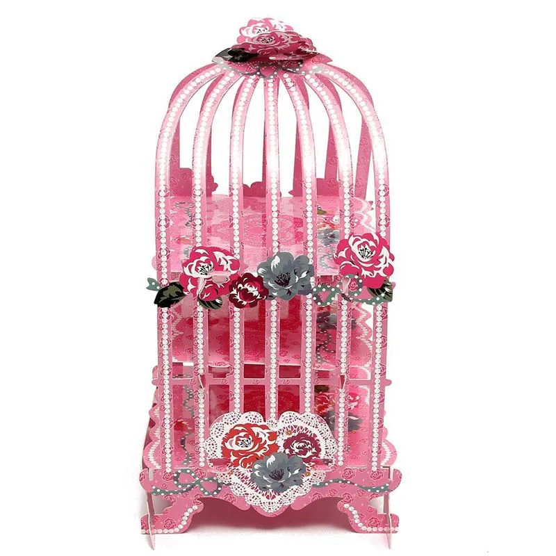 ABUI-Birdcage Cupcake картонная подставка для торта винтажные Свадебные вечерние подставки для чая розовый