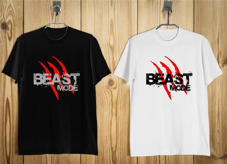 Мужская футболка с логотипом Marshawn Lynch Beast Mode черная белая S-2Xl одежда |