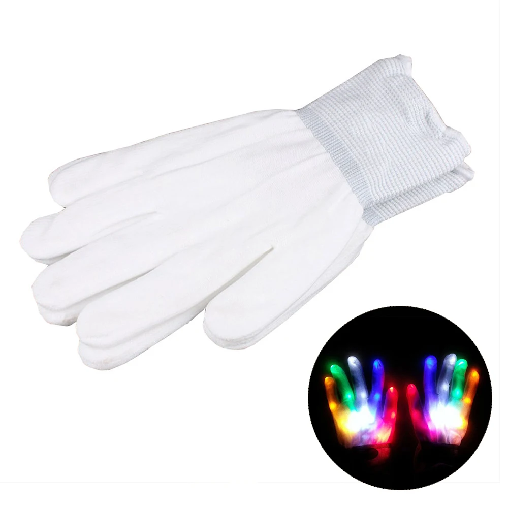 Colorful Перчатки со светодиодами 1 пара мигающий Пальчиковый, со светодиодной подсветкой перчатки DJ Дискотека Праздник Вечеринка креативный свет перчатки светящиеся фестиваль Мода - Цвет: Colorful
