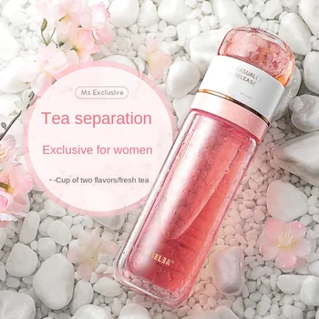 

Bio-biological portable tea water separation tea cup double-layer glass filter student girl large capacity handy water cup