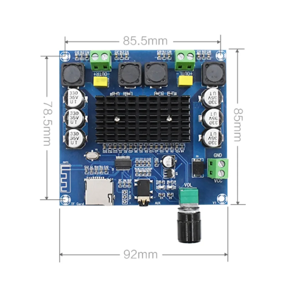 XH-A105 Bluetooth 5,0 TDA7498 цифровой усилитель плата 2x100 Вт стерео аудио усилитель модуль Поддержка TF карты AUX