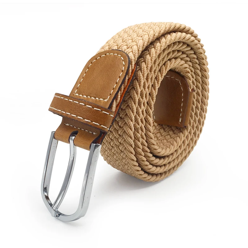 men's belts High Quality Fashionable Elastic Canvas Belt for Women Men Knitted Waistband Pin Buckle Adjustable Casual Canvas Belts for Jeans brown designer belt