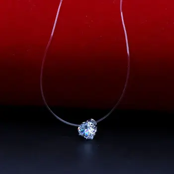 

Invisible Heart Cubic Zirconia Stone Pendant Necklace Clear Fishing Line Chokers Jy28 20 Dropship