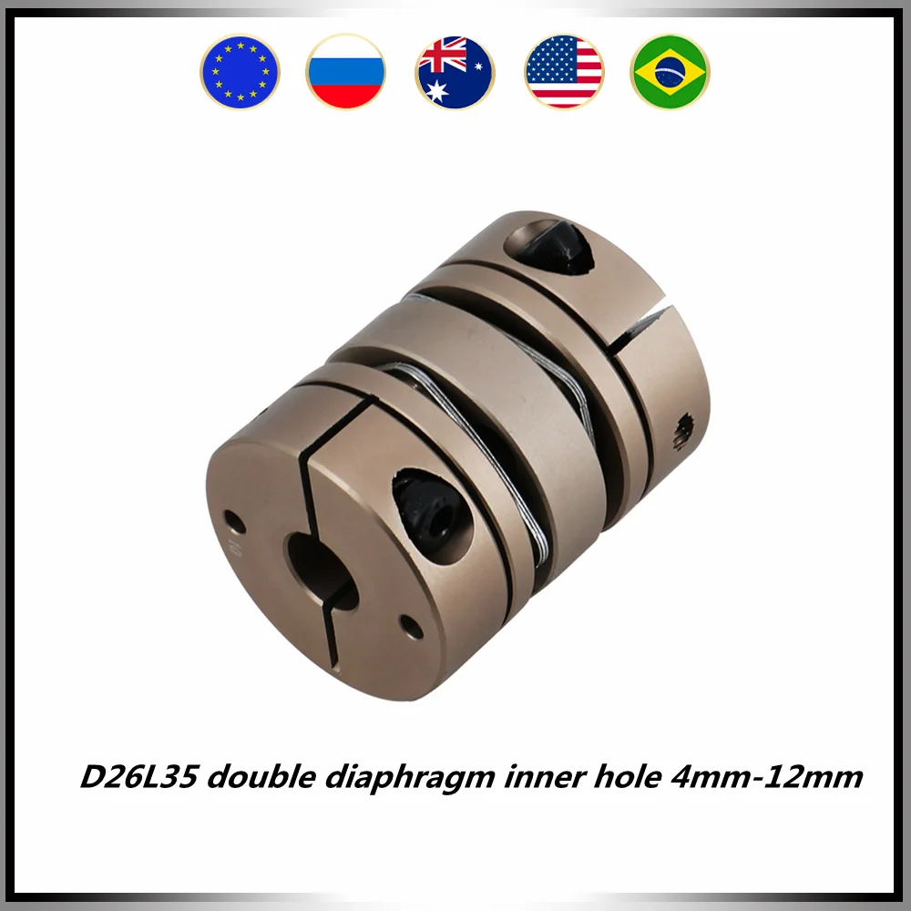 Motor Coupler High torque D26L35 double diaphragm inner hole 4mm 12mm coupling disc elastic