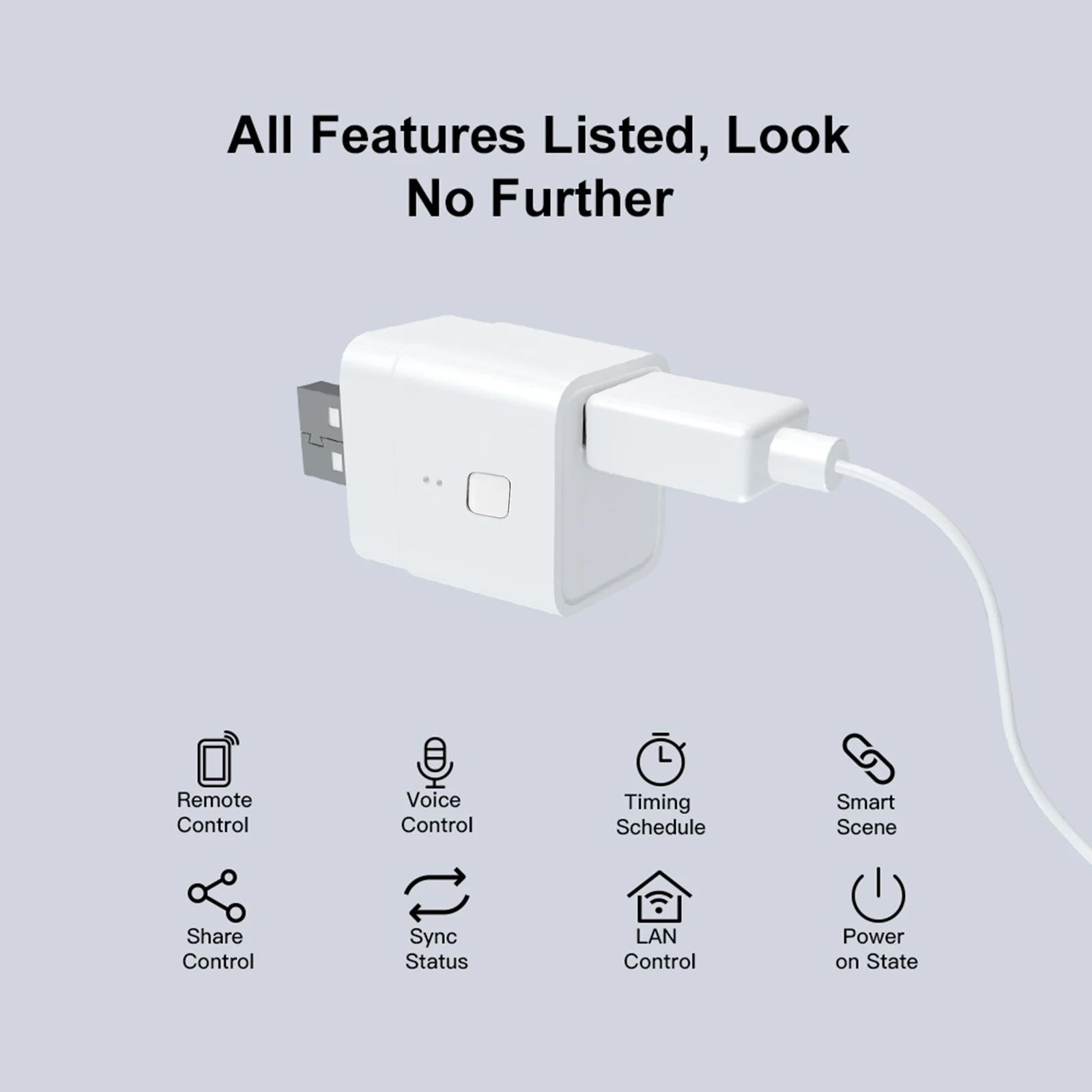 Tuya Micro 5V Wireless USB Smart Adaptor Flexible and Portable Make USB Devices Smart via Tuya APP Voice Control Compatible