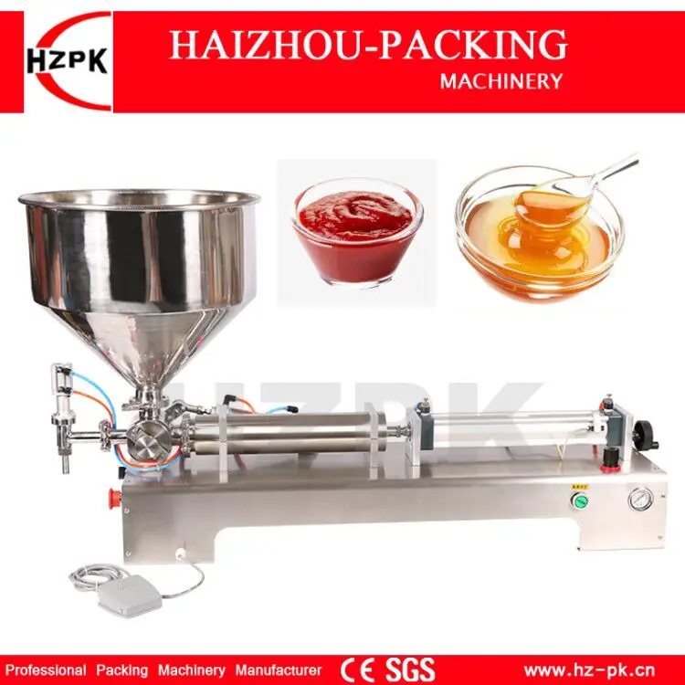 HZPK Semi-Automatic Tabletop One Nozzle Paste Filling For Food Stainless Steel Sauce Small Industrial Packing Machine 100-1000ml