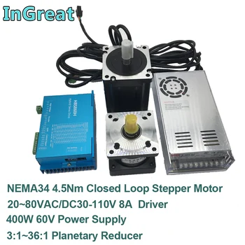 

Nema34 4.5Nm Closed Loop Stepper Motor Driver Cooling fan Hybird Encoder Servo & Planetary Reducer Gearbox & 400W Power Supply