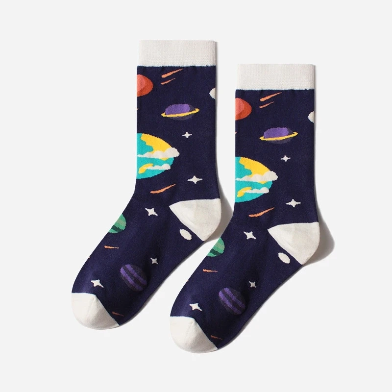 Autumn and Winter New Original Explosions In The Tube Socks Outer Space Series Classic Cartoon Cotton Socks Personality Planet