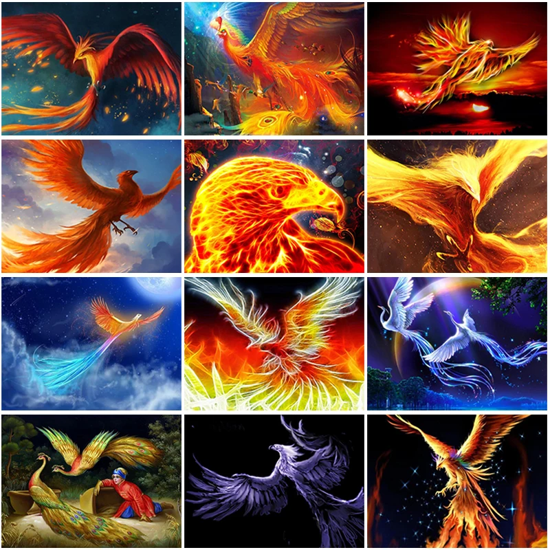 DIY 5D Diamond Painting Full Round Square Resin Mosaic Embroidery Cross Stitch Kits Handcraft Beautiful Phoenix | Дом и сад