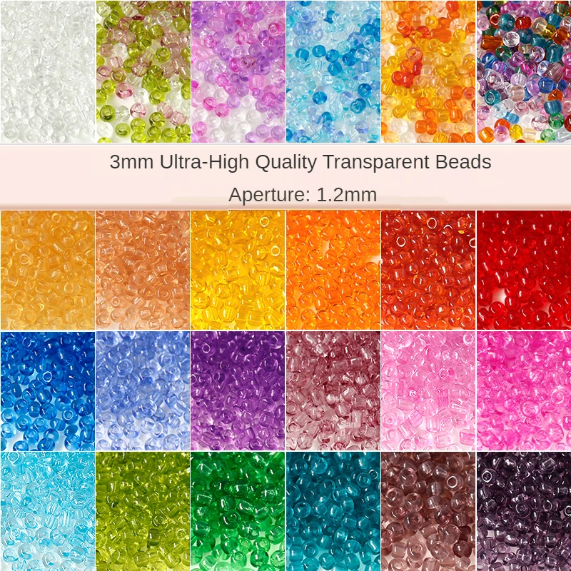 3mm oily transparent glass rice beads DIY beaded necklace bracelet material handmade jewelry accessories