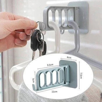 

1PC Creative Foldable Key Decorative Hooks Multi-function 4 Hole Door Hooks Strong Adhesive Hanger Storage Rack Coat Hooks