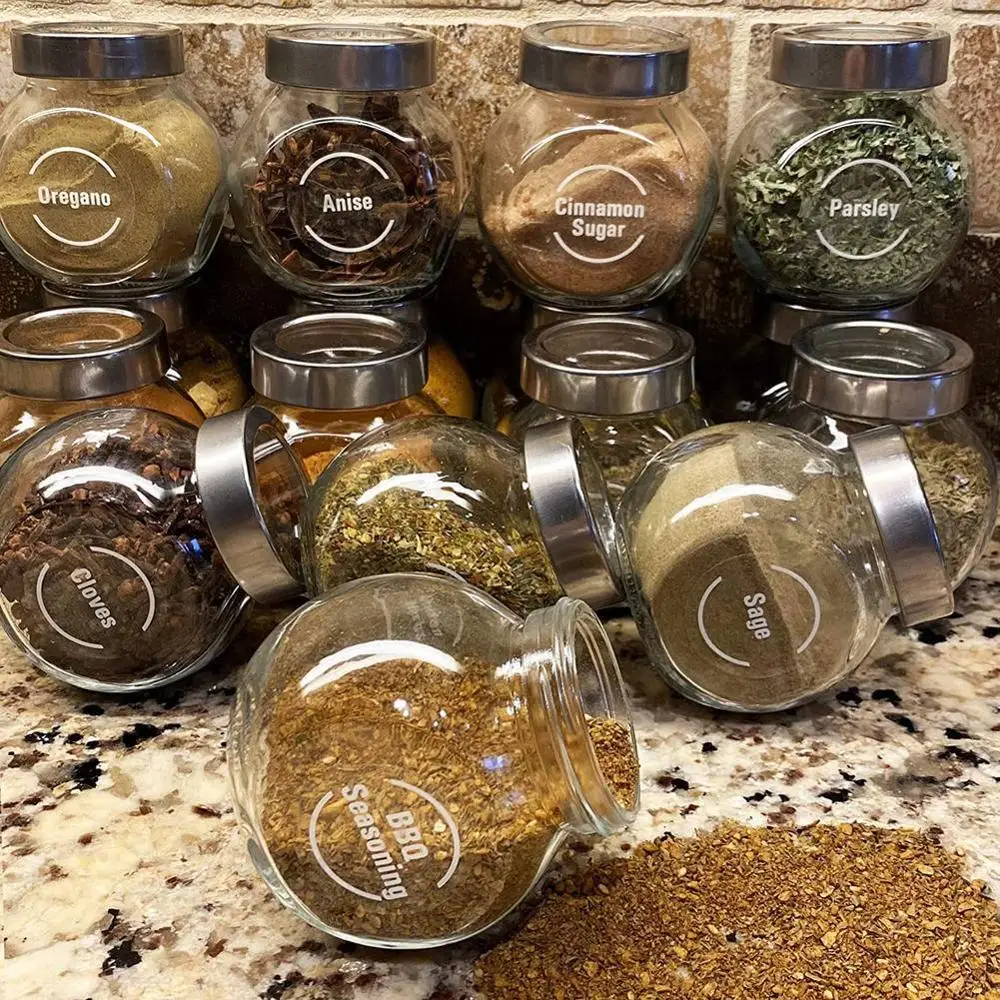 144pcs Kitchen Jars Bottle Container Label On Box Can Item Various Label Clear Food Mark Storgae Stickers 8 sheets