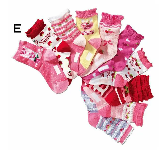 

CHILDREN'S Socks Pure Cotton Spring New Style Hot Selling Cotton WOMEN'S Socks Pink Strawberry Princess Socks Cute Girls'socks