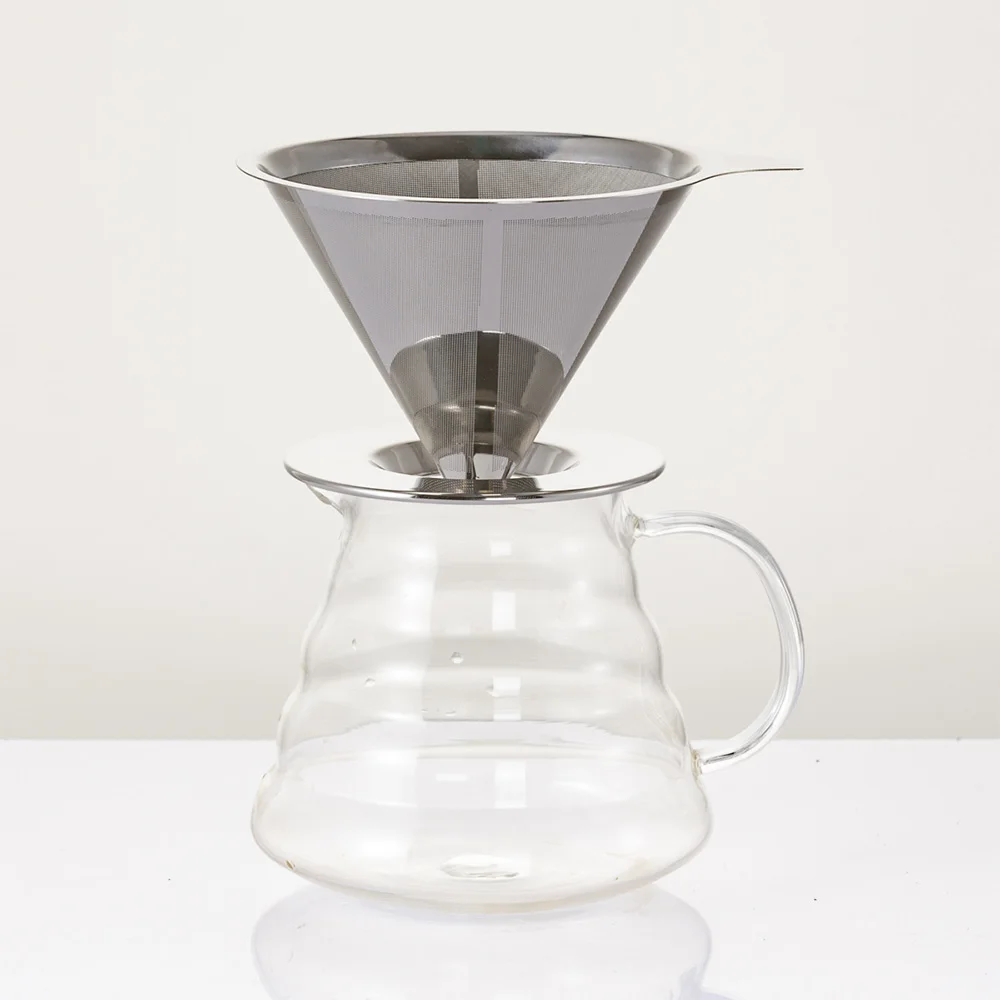

Coffee Filter Reusable Stainless Steel Coffee Dripper Mesh Tea Percolator Basket Drip Strainer with Handle Cup As Coffee Filter