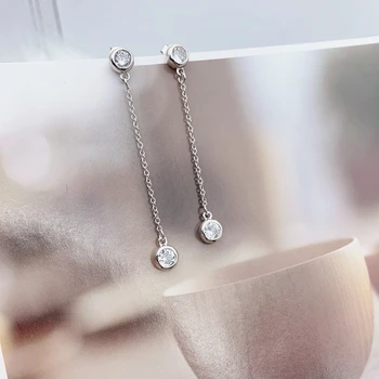 

Original 100% S925 Sterling Silver Earrings Round Zircon Trendy Earrings Women Logo Fine High-End Jewelry Birthday GIFT