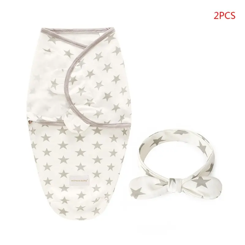 2 Pcs/set Fashion Baby Newborn Cotton Blanket Sleeping Bag Headband Set Infants Swaddle Rabbit Ear Hair Accessories