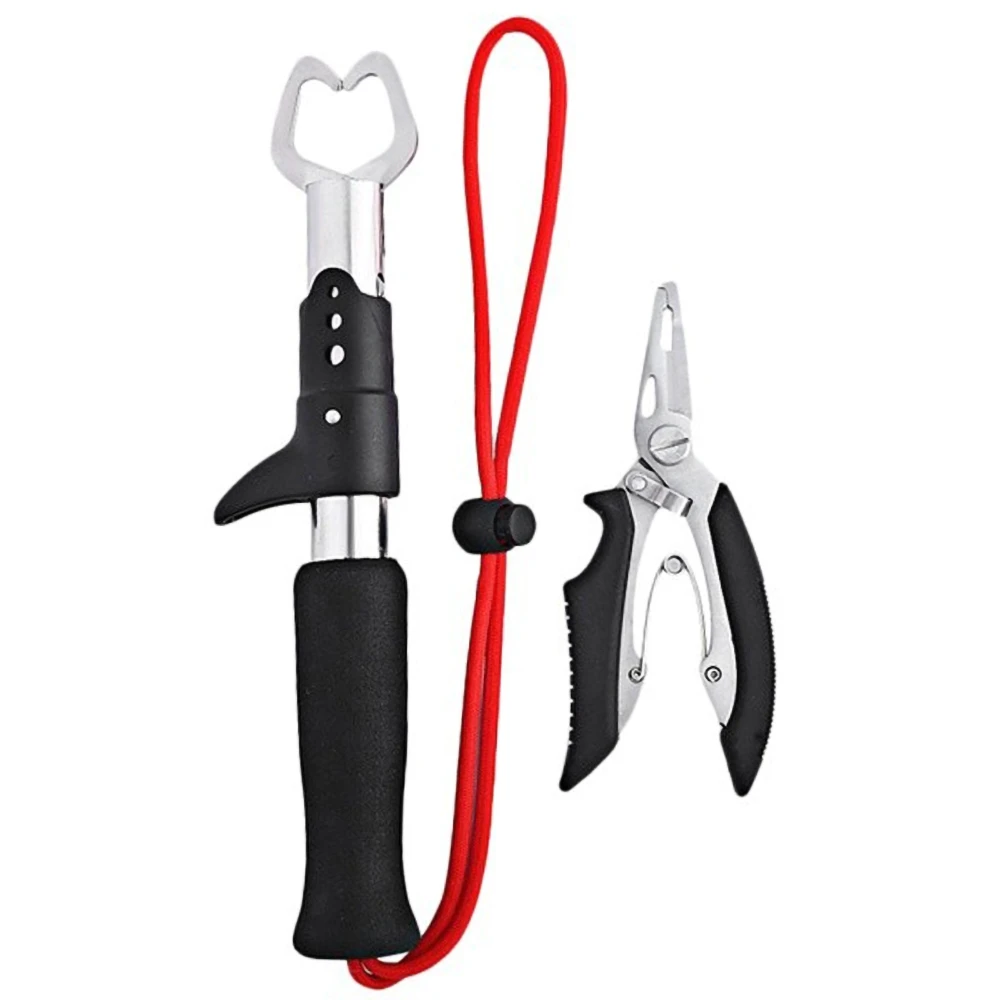

Portable Fishing Lure Pliers Gripper Set Rust Proof Fishing Tool Stainless Steel Red Rope Gun Handle Fish Control Pliers Set