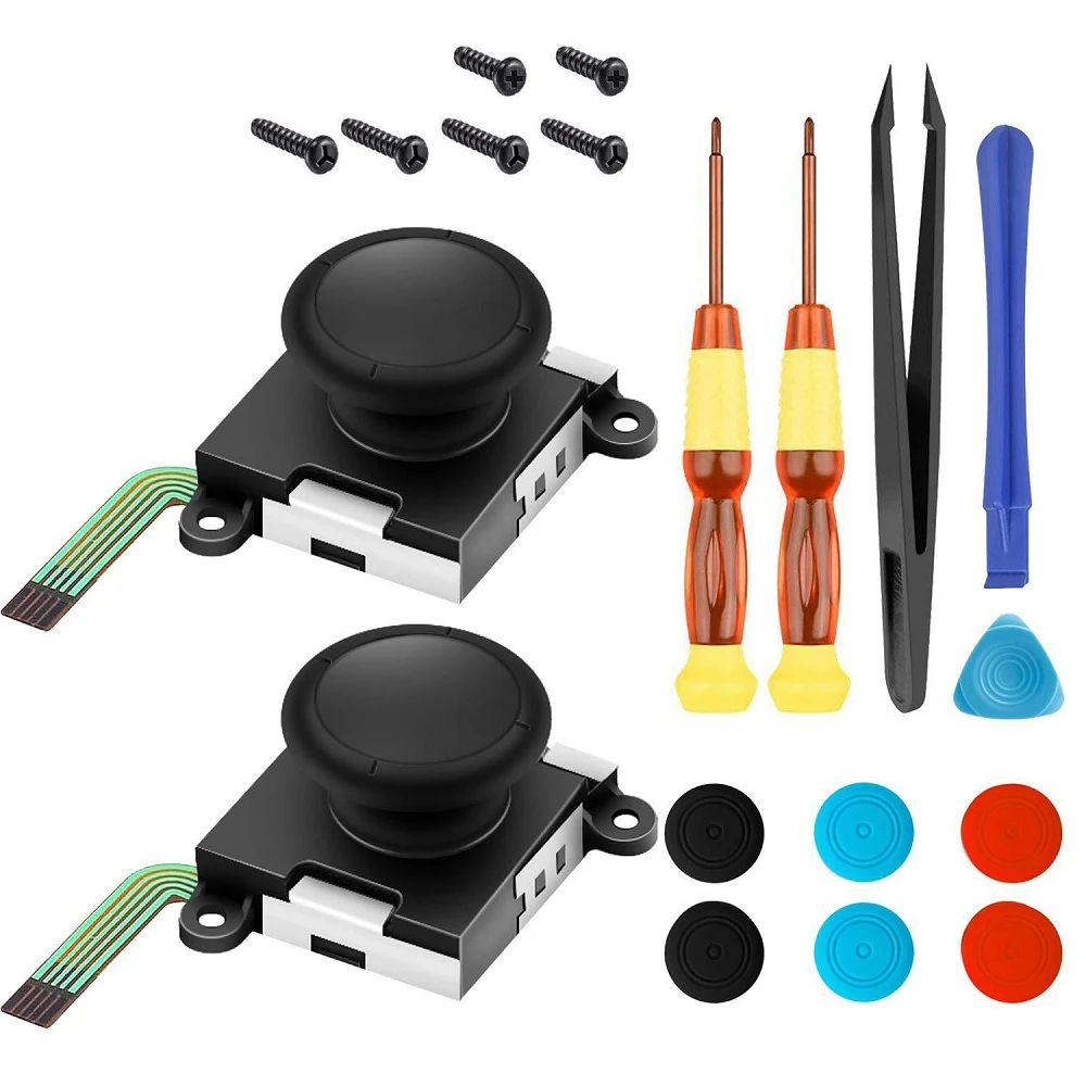 3D Analog Replacement Joystick Thumb Sticks Sensor Caps for Nintendo Switch Joycon Controller Repair Tool Set Game Accessories