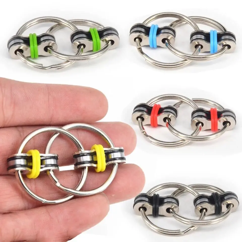 

Autism ADHD Anti Stress Fidget Toys Key Ring Autism Hand Spinner Fidget Bearing Tri-Spinner EDC Toy Metal For Adult and Children