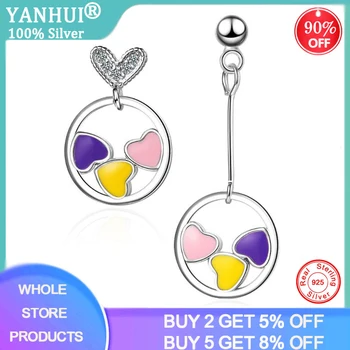 

YANHUI 2021 New Arrival Fashion Women Geometric 925 Silver Earrings Asymmetric Earrings Female Korean Silver 925 Jewelry E888