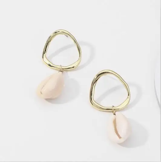 Fashion 2019 Natural Sea Shell Drop Earrings For Women Colorful Painted Shell Beads Pendant Earring Summer Beach Jewelry Brincos SHBE-E011