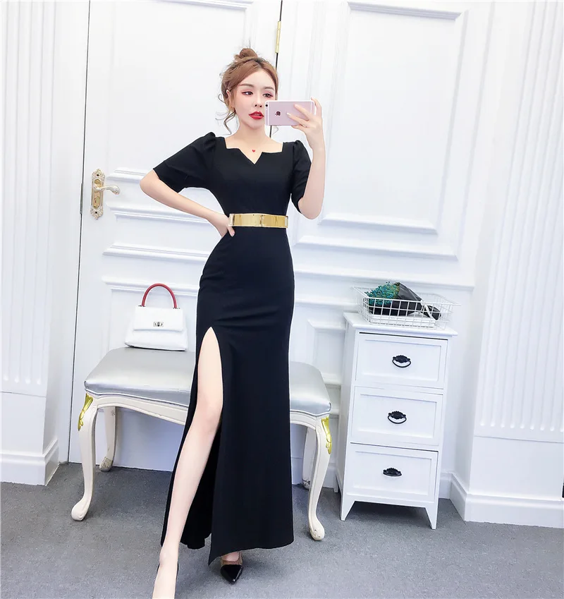 

2019 Autumn Clothing New Style Korean-style Long Slim Fit Slimming Fishtail Skirt Annual General Meeting Banquet Evening Gown Dr