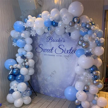 

125Pcs Happy Birthday Party Balloons Decoration Anniversaire Blue White Metallic Latex Balloon Garland Arck Kit Baby Shower Boy