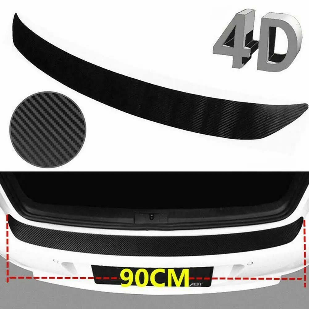 90cm Car Rear Trunk Bumper Carbon Fiber Sticker Anti-Scratch Anti-Collision Protection Cover Strip Trunk Sill Guard Decal