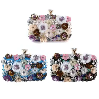 

Women Flower Evening Shoulder Bag Bridal Clutch Party Prom Wedding Crossbody Handbag Purse