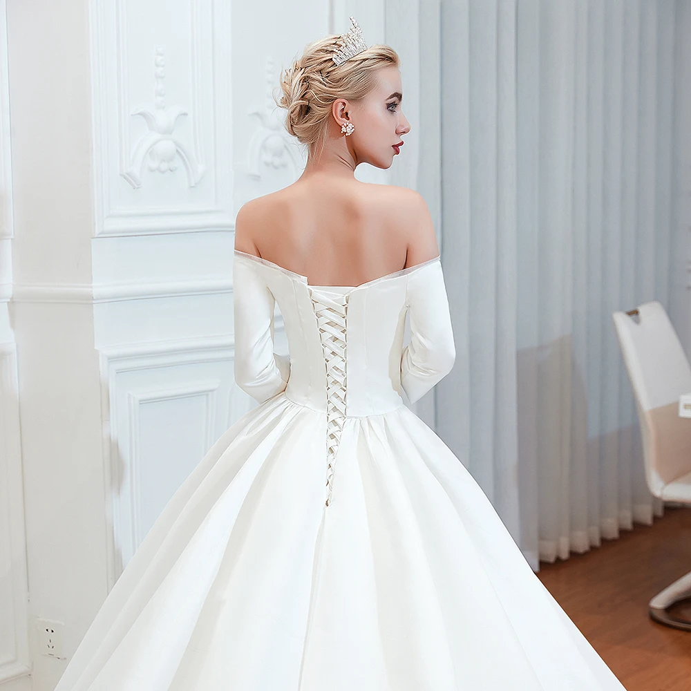 Новые Длинные атласные свадебные платья свадебное платье Mariage Robe De Mariee реальные фотографии Mariage Длинные свадебные платья