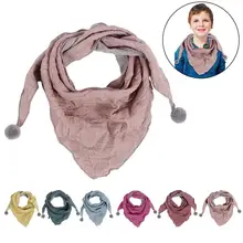Повседневный однотонный плотный Детский шарф с помпонами, многоцелевой детский бандана, нагрудник, детский шарф, одежда, аксессуары