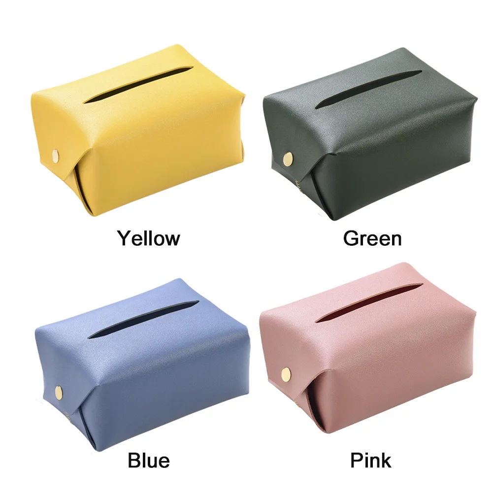 Pouch Paper Container Living Room Home Car Napkin Holder Tissue Box Table Hotel Desktop Office Faux Leather Organizer #734