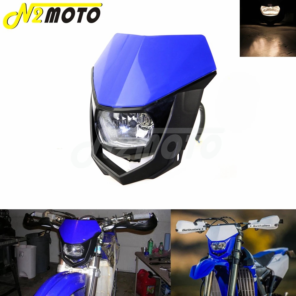 Motorcycle 12V 35W Dirt Bike Headlight Fairing Lamp Front Dual Bulb Driving Lamp
