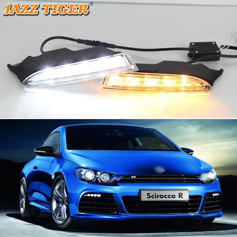Luces de circulación diurna para coche, faros antiniebla para Volkswagen Scirocco R 2010 2014 VW Drl, con intermitentes| | - AliExpress