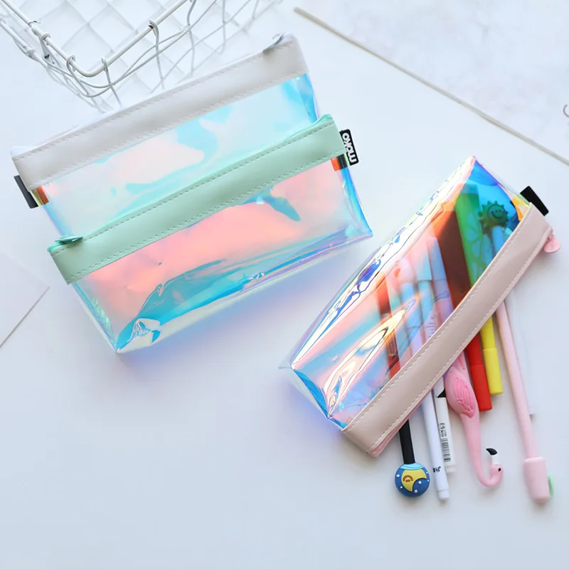 

Online Celebrity Pencil Case Cute Candy Transparent Laser Pencil Case Women's South Korea Hipster Students Stationery Bag Lead P