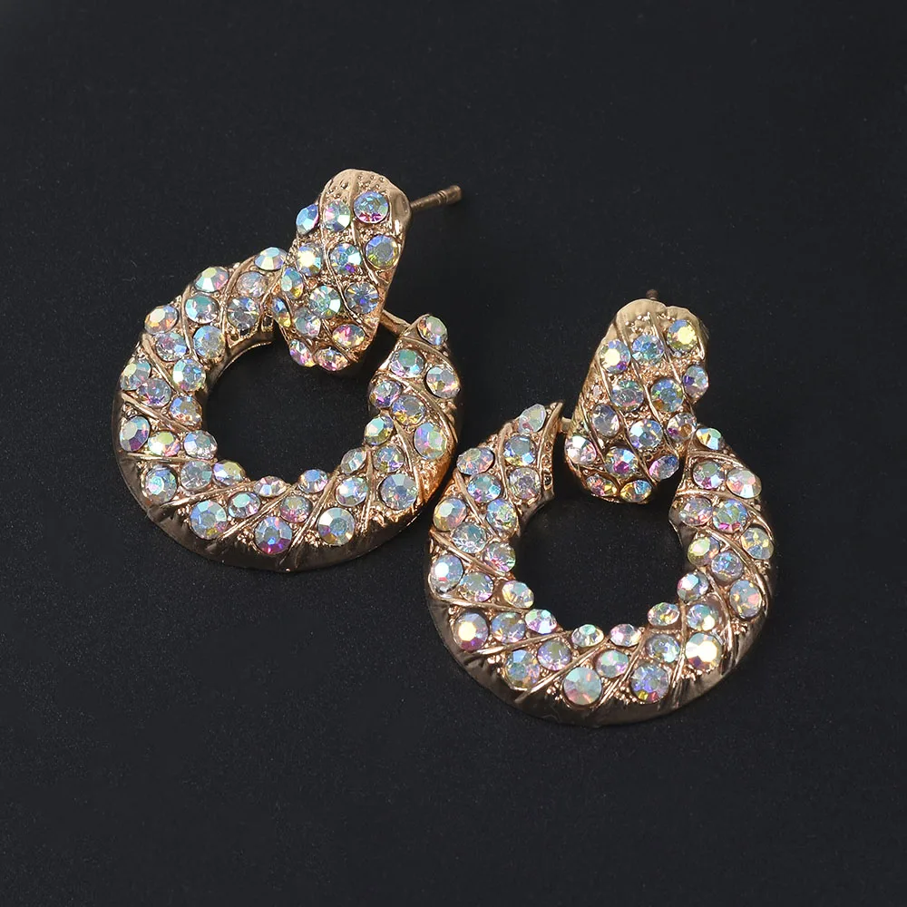 Инкрустация AB Rhinestone круглые висячие серьги женские брендовые массивные ZA