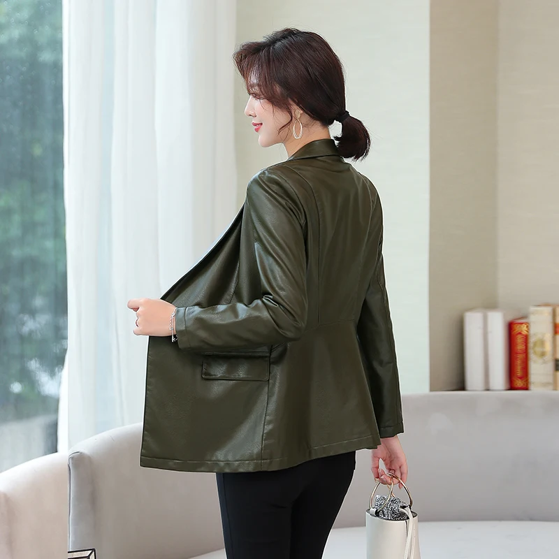 SWREDMI куртки женские пальто кожаный пиджак пальто офисный женский узкий Модный женский пиджак костюм плюс размер S-4XL одежда армейского зеленого цвета