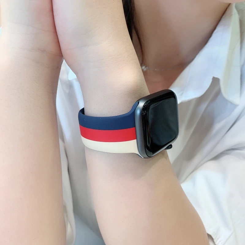 Силиконовый ремешок для Apple Watch band 44 мм 40 мм iWatch band 42 мм 38 мм спортивный ремень браслет correas Apple watch 5 4 3 2 аксессуары