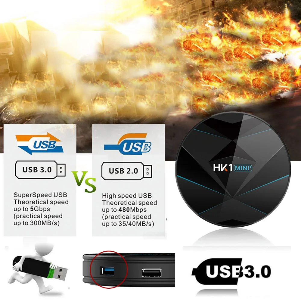 50 шт. HK1 Мини плюс Android 9,0 Smart tv Box 4 Гб ОЗУ 64 Гб макс Rockchip RK3318 1080p 4K 60fps USB3.0 Google Play Set top box