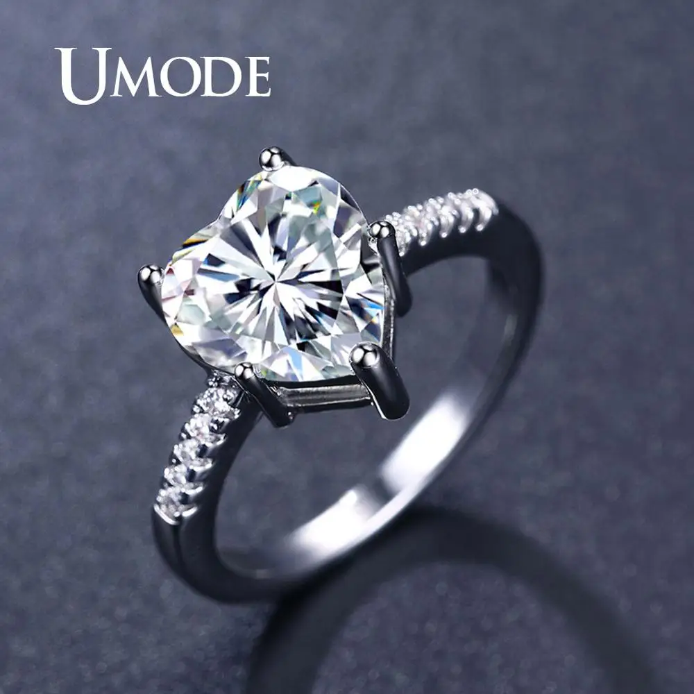 UMODE кольца с прозрачным сердцем для женщин и девочек, CZ Циркон, кольца для женщин, обручальное кольцо на палец, модные роскошные ювелирные изделия для помолвки, подарки UR0536