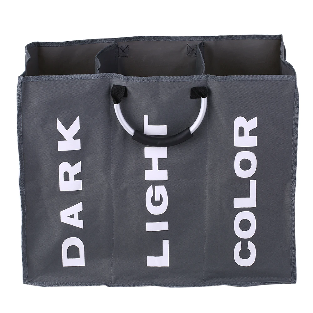 3/2/1 секция Складная Оксфорд корзина для белья сумка для хранения грязной одежды сумка-Органайзер с Алюминий ручки - Цвет: 3-Section Dark grey