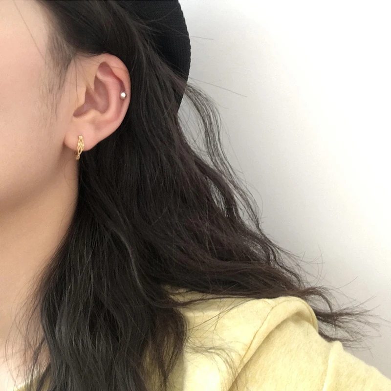 GHIDBK 925 пробы серебряные полые серьги-кольца с бантом маленькие нежные текстурные серьги круг персонализированные дизайнерские серьги-обручи